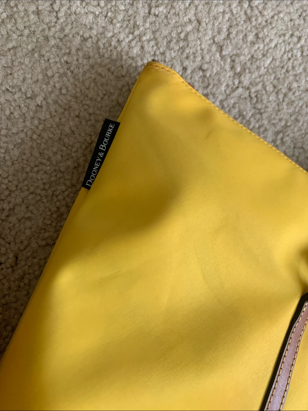 Dooney & Bourke Yellow Tote with Brown Leather Trim and Straps - Picture 4 of 7